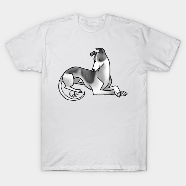 Dog - Greyhound - Black and White T-Shirt by Jen's Dogs Custom Gifts and Designs